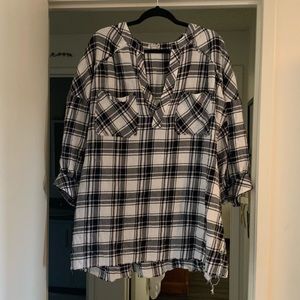 oversized plaid free people top